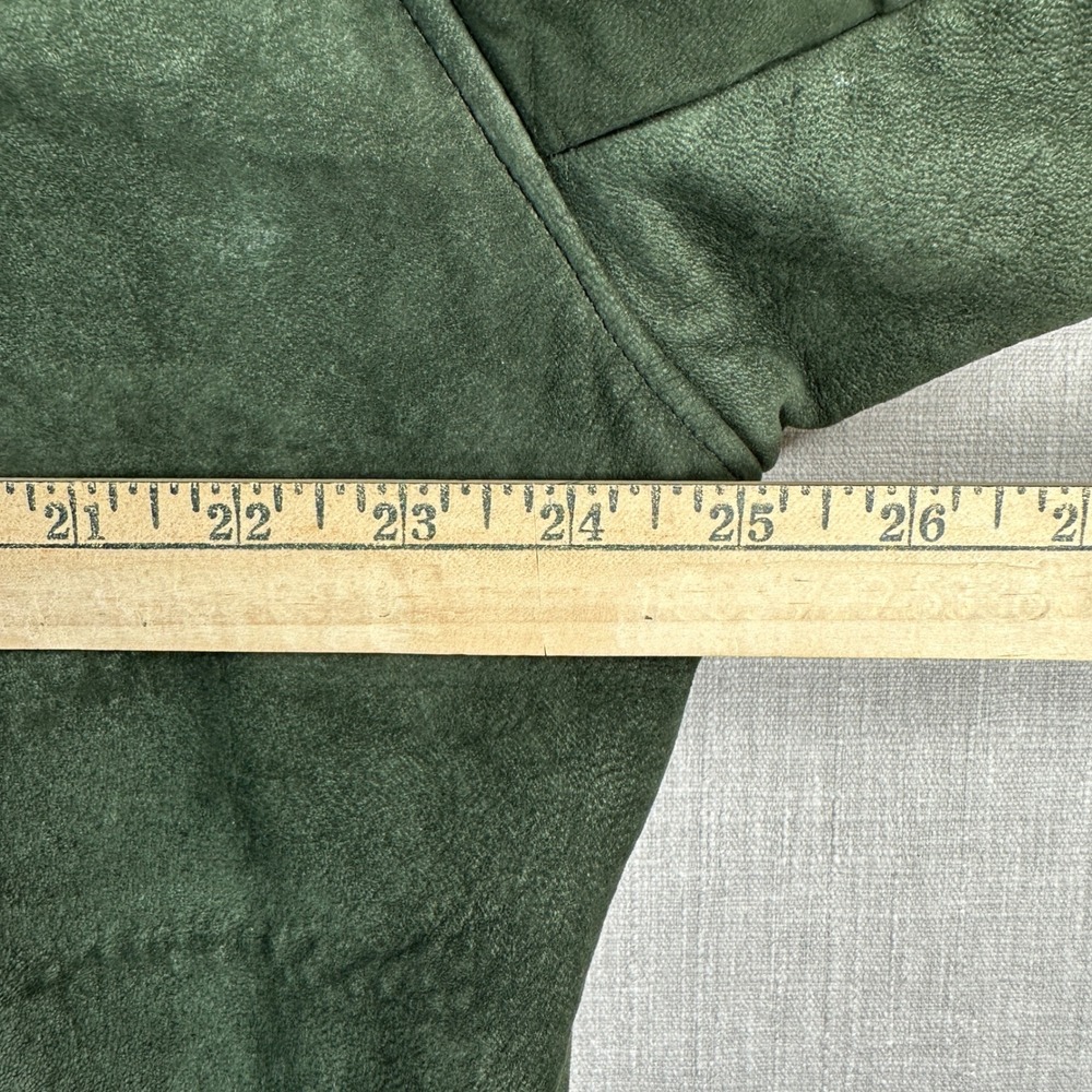 L.L. Bean Bomber Jacket Mens L Green Nubuck Leather Thinsulate Plaid Vintage - Picture 10 of 16